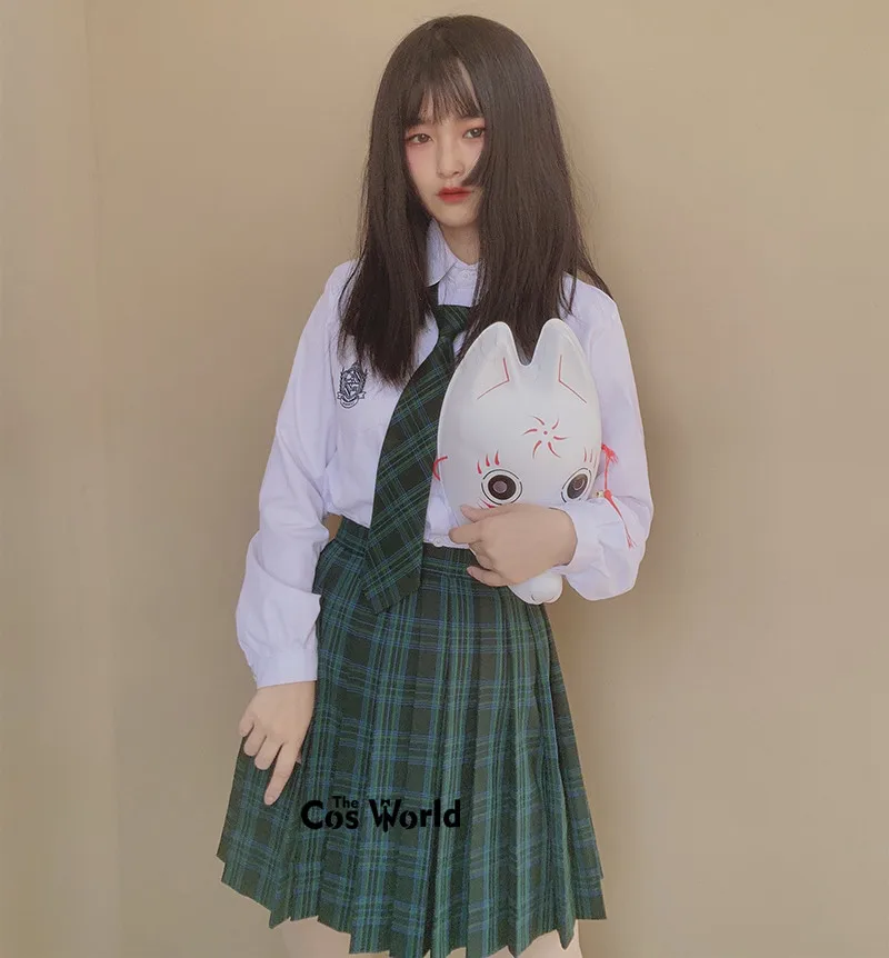 

[Green Blue] Girl's Women's Japanese Summer High Waist Pleated Plaid Skirts For JK School Uniform Students Cloths