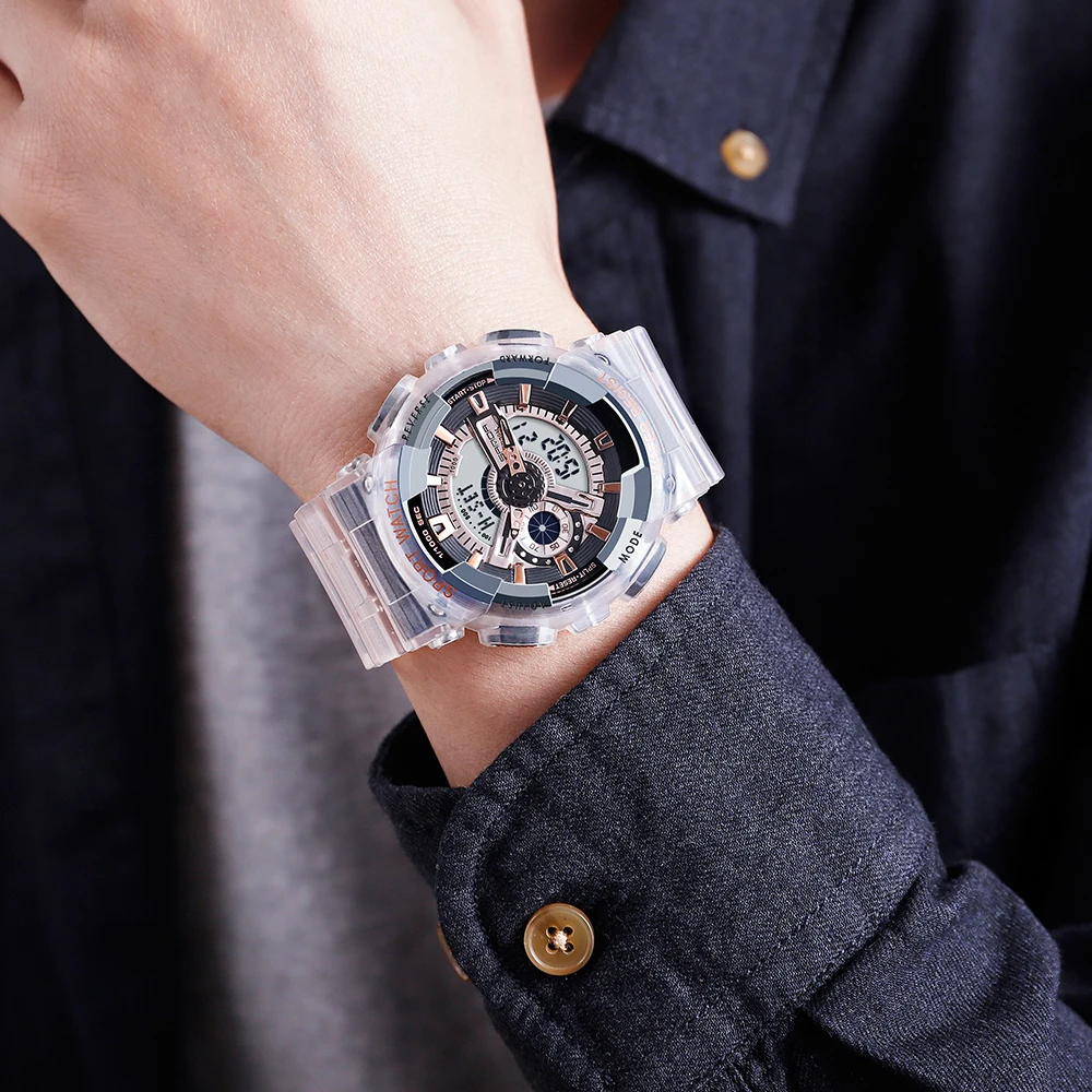 Мужские электронные часы SANDA Цифровые кварцевые наручные с двойным дисплеем