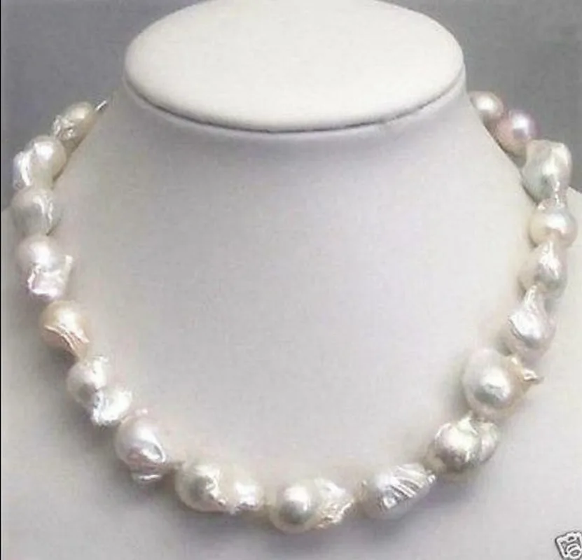 

AAA+ Rare Huge 15-23MM WHITE SOUTH SEA BAROQUE KESHI AKOYA PEARL NECKLACE 18"