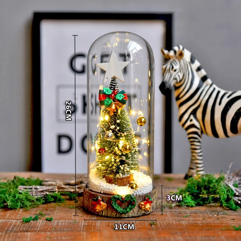 Рождественское украшение для дома подарок светильник на батарейках стеклянный