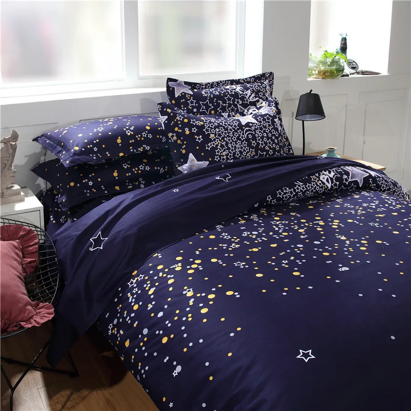 

Hot Sale Starry Sky Nebula Bedding Home Textile Soft Quilt Cover Pillowcase Three-piece Set