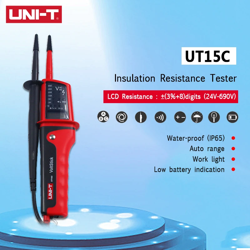 Цифровой вольтметр UNI-T UT15C тестер напряжения 24 В ~ 690 переменного/постоянного тока