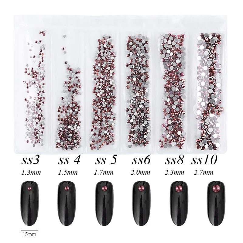 Flatback Glass Nail Rhinestones Mixed Sizes SS3-SS10 Art Decoration Stones Shiny Gems Manicure Accessories | Красота и здоровье