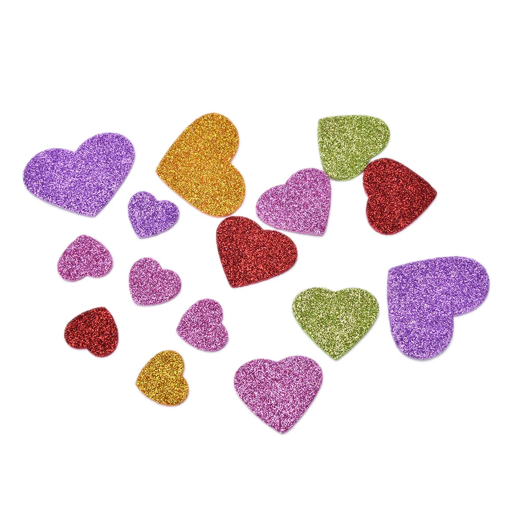 

Colorful Heart Confetti Mixed Size Glitter Foam Heart Stickers DIY Scrapbooking Craft Kids Toy Party Decoration 45Pcs/Pack