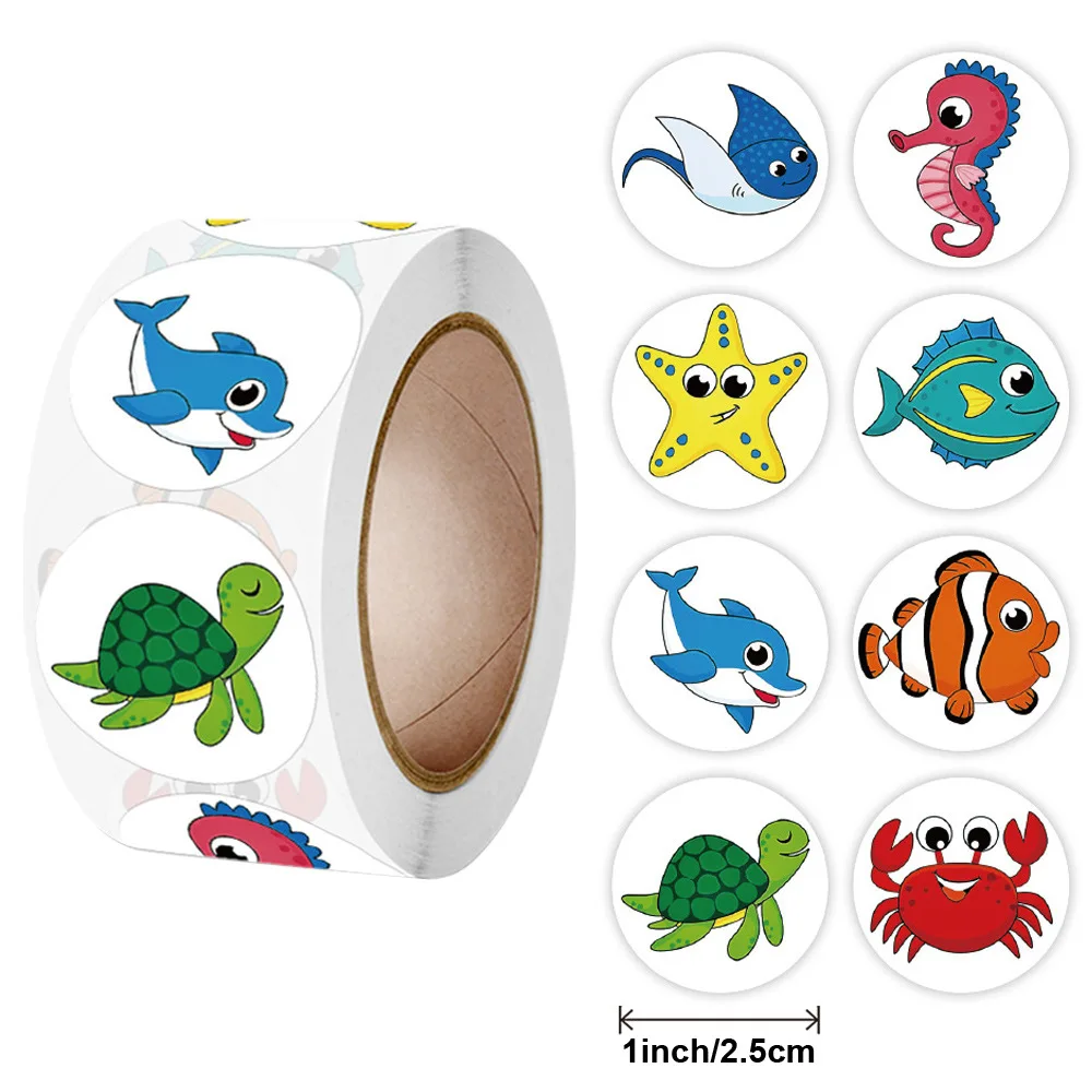 

Qiduo 500pcs/roll Cute Cartoon Starfish Stickers Children Reward Label Encouragement Scrapbooking Decoration Stationery Sticker