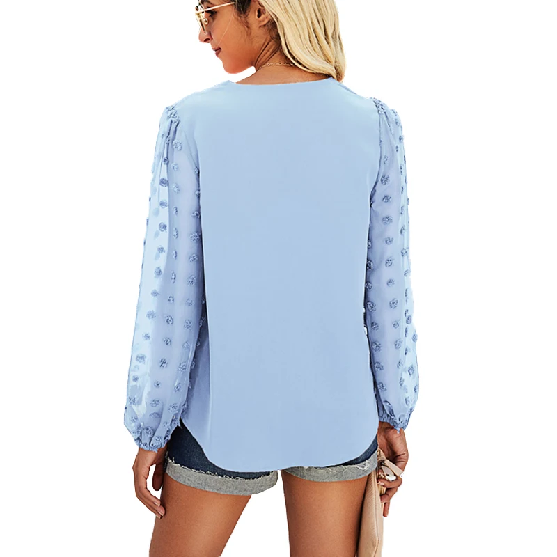 

BHflutter 2021 Blouses Women Fashion Flare Long Sleeve Chiffon Shirts V neck Casual Elegant OL Official Summer Tops Blusas