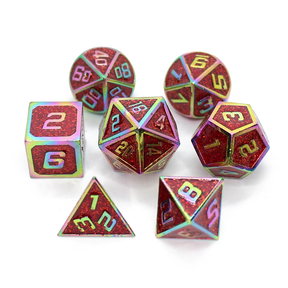 Набор игральных костей dnd металлические игральные кости 7 шт. с чехлом для ролевых