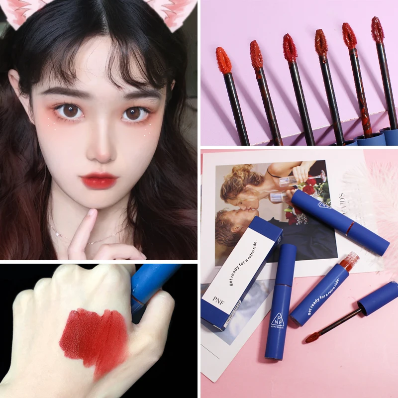 Синяя трубка для губ 6 цветов глазурь водостойкий стойкий ТИНТ сексуальная