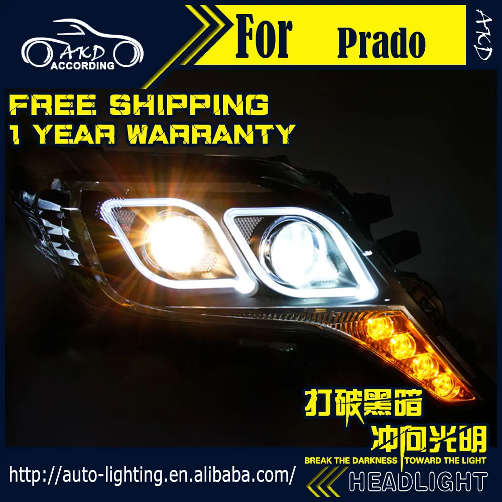 AKD автостайлинг фары для Toyota Prado LC150 2014 2016 светодиодный ные DRL D2H Hid Angel Eye сигнал Bi Xenon