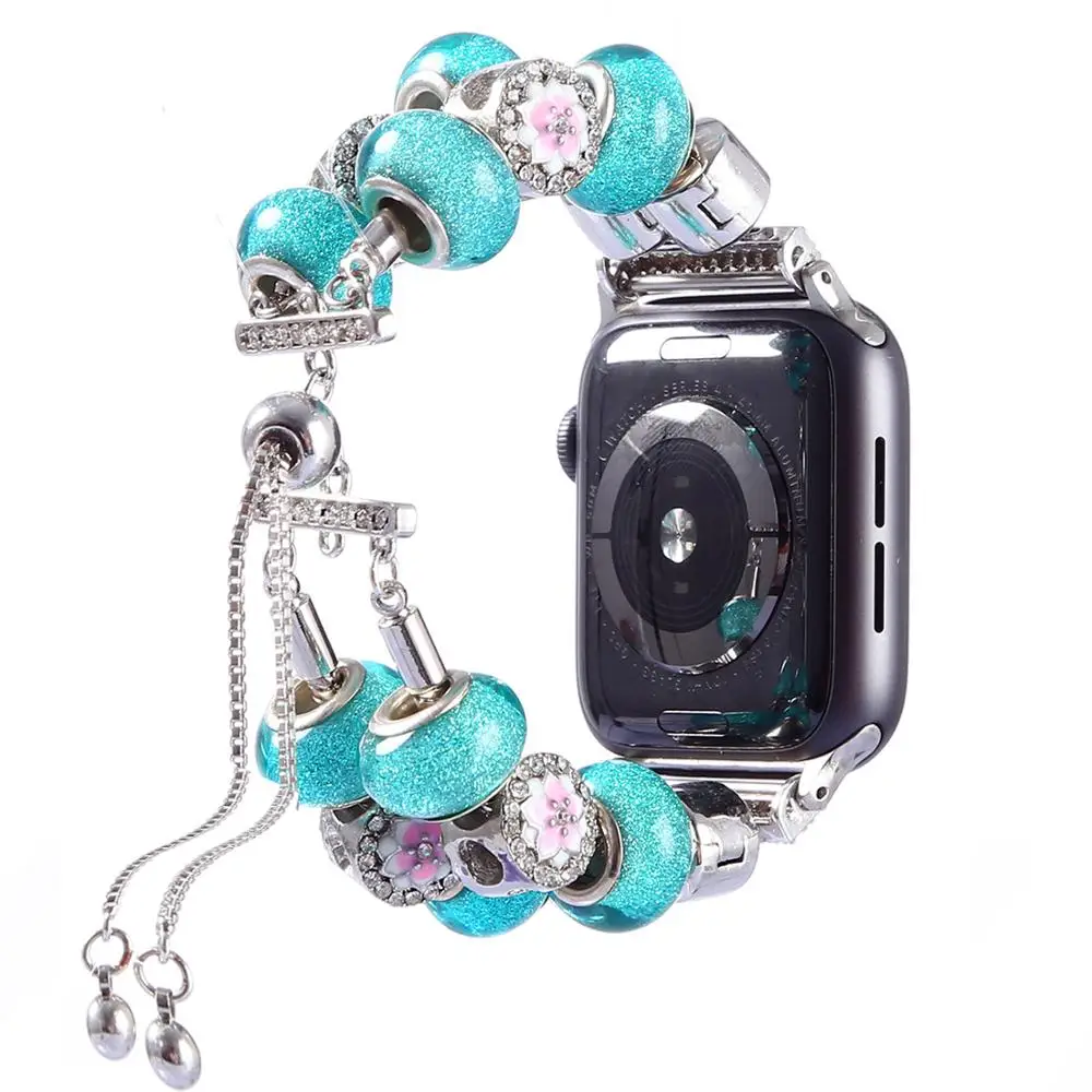 DIY Manual Strap For Apple watch Band 40mm 44mm 42mm 38mm Women Charm bracelet for iWatch band series 5 4 3 38 40 42 44 mm