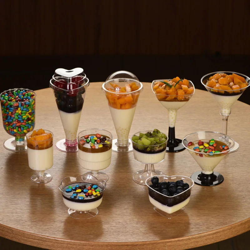 

5PCS/lot Disposable Plastic Tall Mousse Ice Cream Wine Glass DIY Baking Cake Decoration