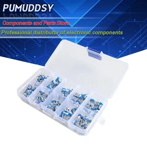 100 шт.лот 10 значений * 10 шт. RM065 набор вертикальных регулируемых резисторов в коробке 500 ohm-1M Ом набор многофункциональных триммеров с потенциометром