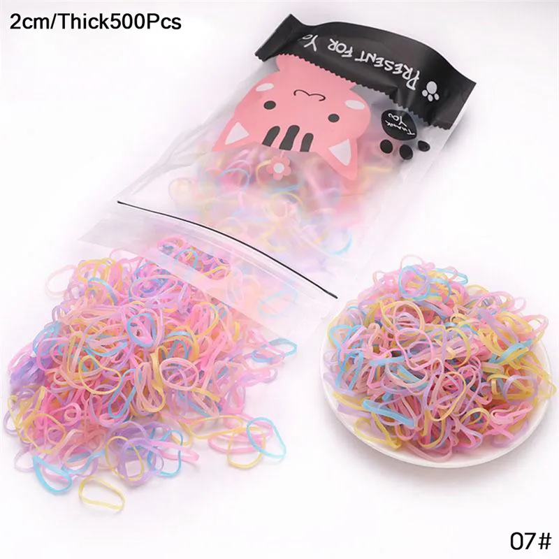 500pcs 19 200/1000 шт милые цветные кольца для девочек, Одноразовые эластичные резинки для волос, резинка для хвоста, резинки для волос, Детские аксессуары для волос - Цвет: 500pcs 19