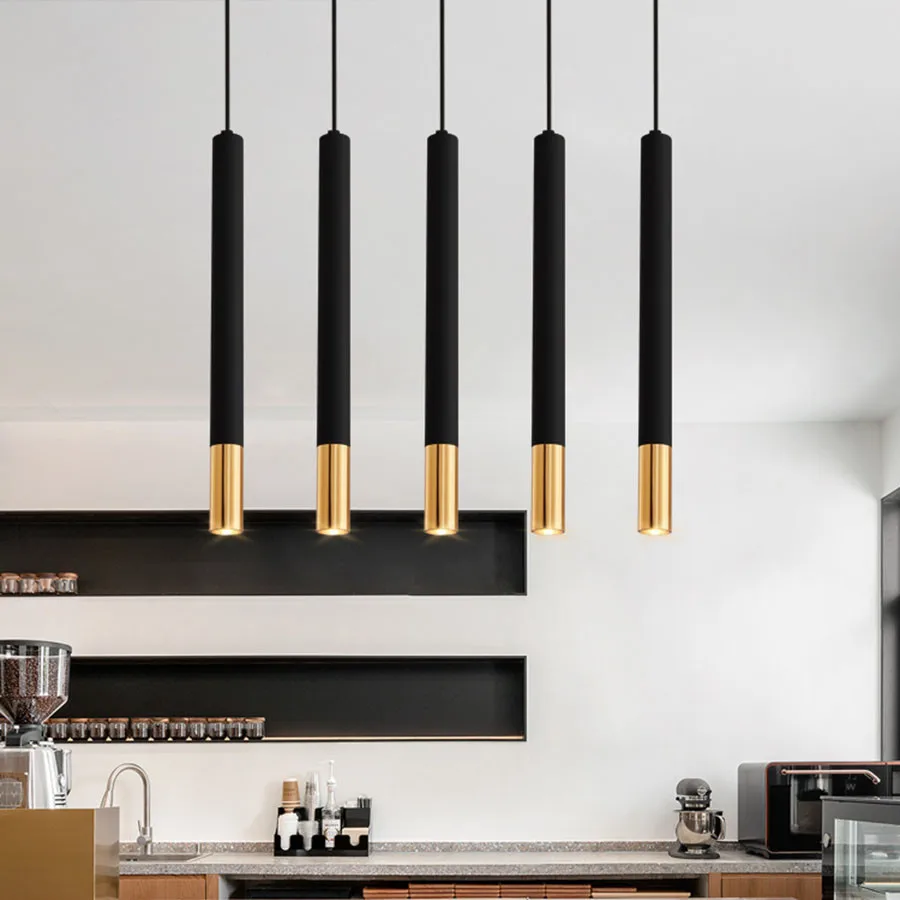 

BEIAIDI Long Tube LED Pendant Light Kitchen Island Dining Room Cylinder Pipe Hanging Lamp Bar Counter Shop Bar Decor Lighting