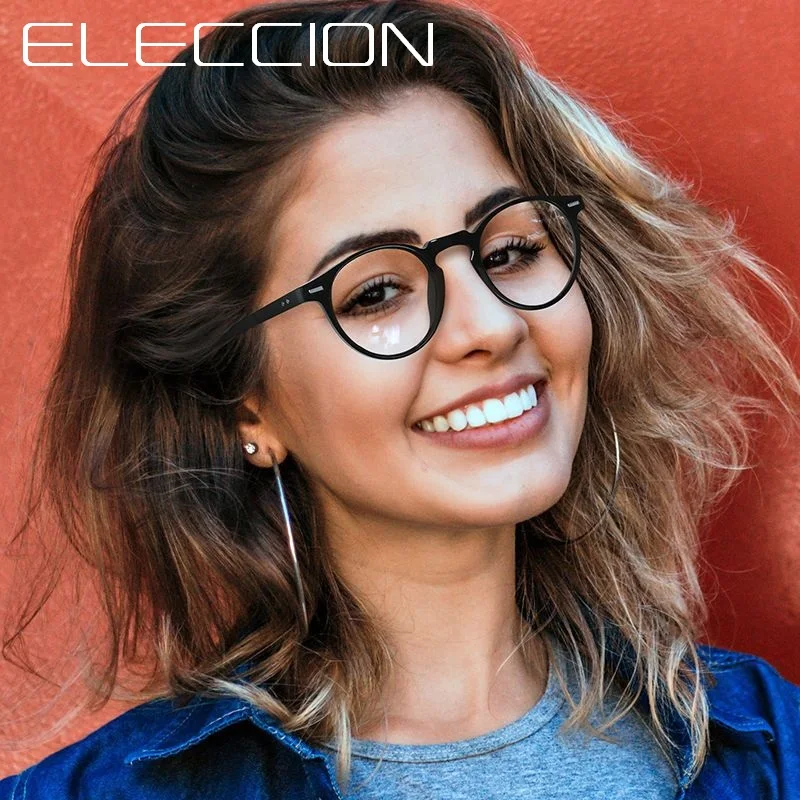 

ELECCION Fashion Round Glasses Frame Women 2021 New TR90 Frames Myopia Optical Prescription Eyeglasses Men Transparent Spectacle