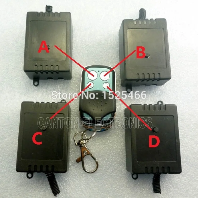 220V 433Mhz 4 Key Remote Control &amp 4pcs 1 Channel Relay Wireless Controller AC Smart Switch kit For Home Automation | Обустройство