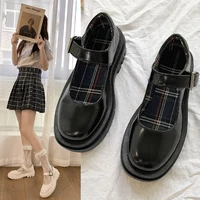 autumn and winter mary jane high heel women leather shoes thick heel thick bottom kawaii black and white 2021 new college styl