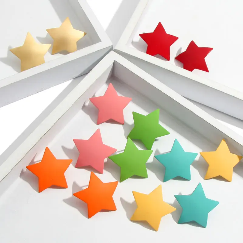 JJFOUCS корейские модные милые серьги-гвоздики со звездами для женщин