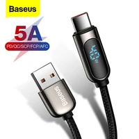 baseus led display 5a usb type c cable for xiaomi 10 huawei samsung fast charging charger usbc usb c data cable type c wire cord