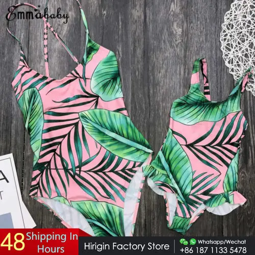 2018 летние Семейные комплекты купальник для мамы и дочки подходят Одна деталь с