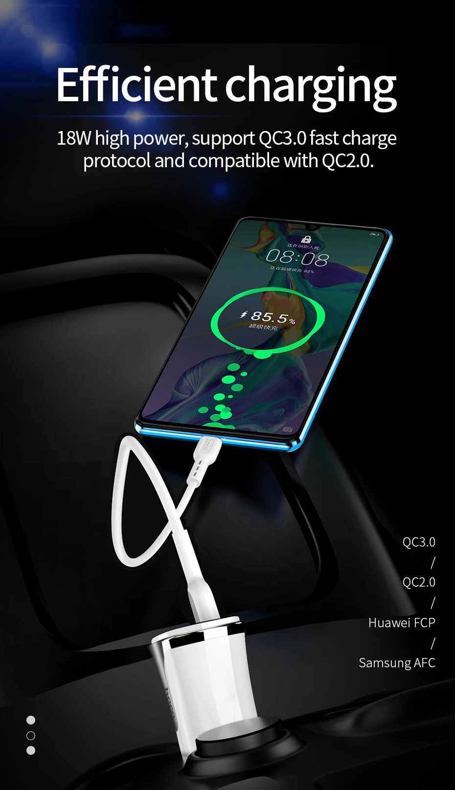 Автомобильное зарядное устройство HOCO PD QC 3,0 USB зарядное устройство для samsung S8 S9 S10 Xiaomi Mi9 huawei USB Автомобильное зарядное устройство 18 Вт 3A адаптер