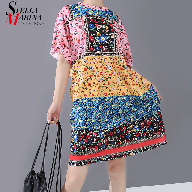 Новинка 2020 женское летнее Повседневное платье миди с цветочным принтом круглым