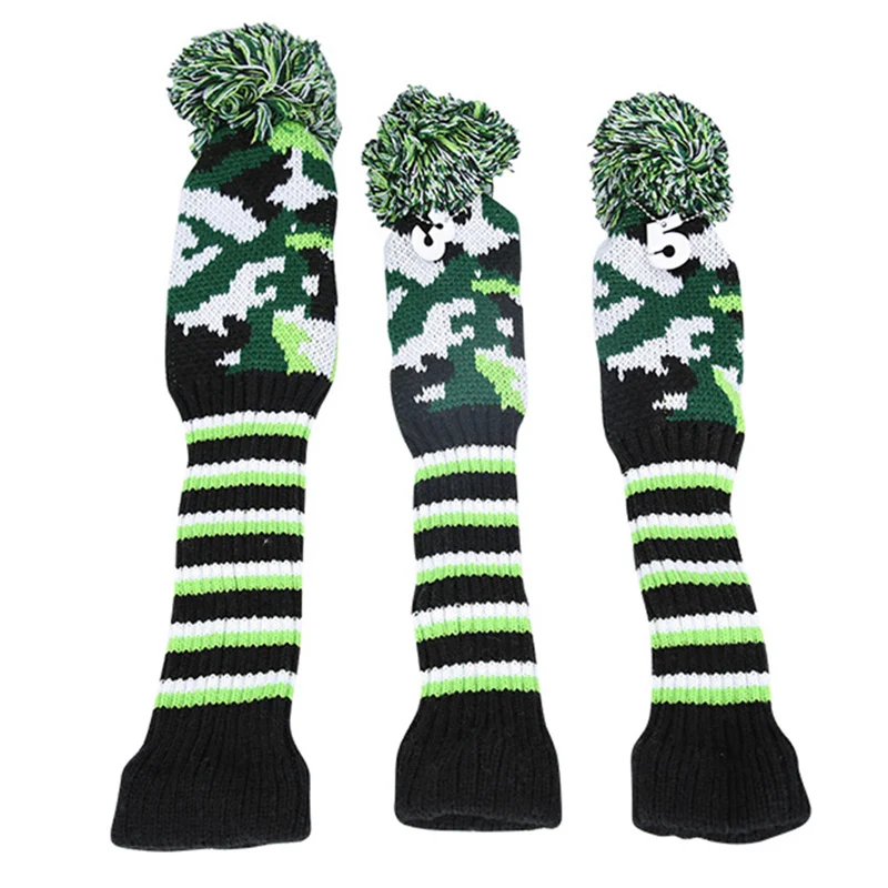 

3Pcs Knitted Headcover Wool Golf Club Head Covers for Driver Fairway