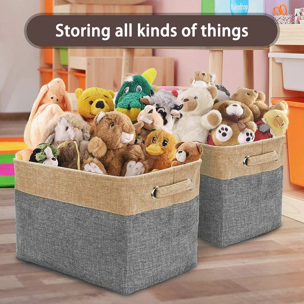 Большая складная корзина из хлопка и льна с ручками для семьи используется