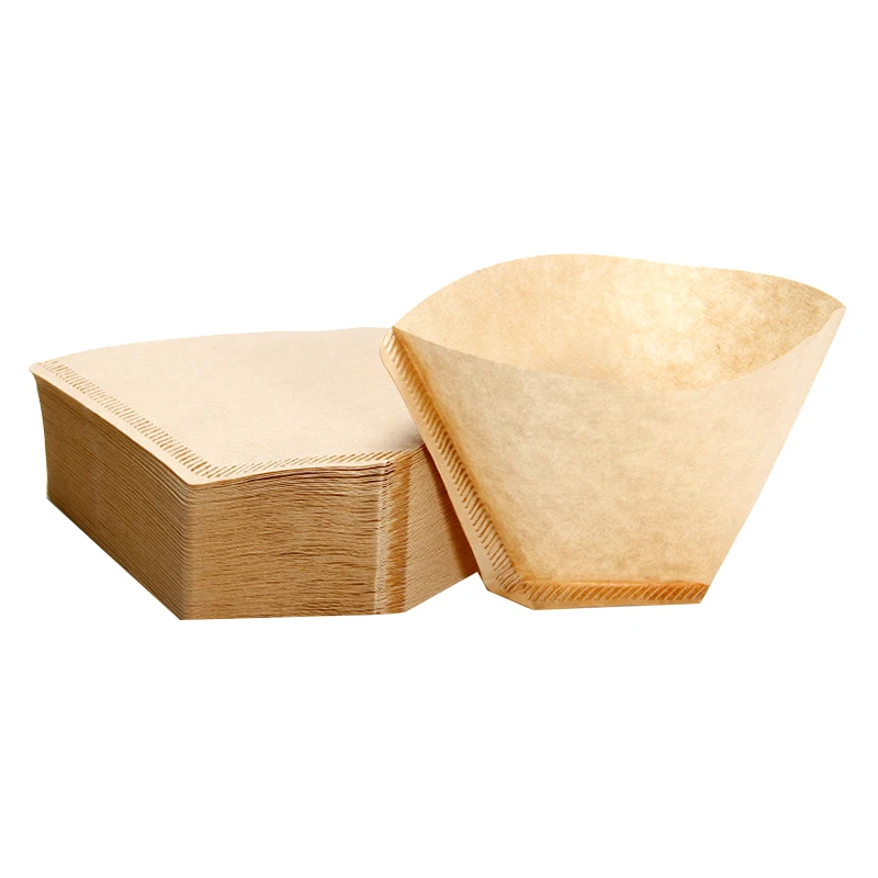 Конус Форма одноразовые Кофе фильтр Бумага Unbleached предварительно складчатый