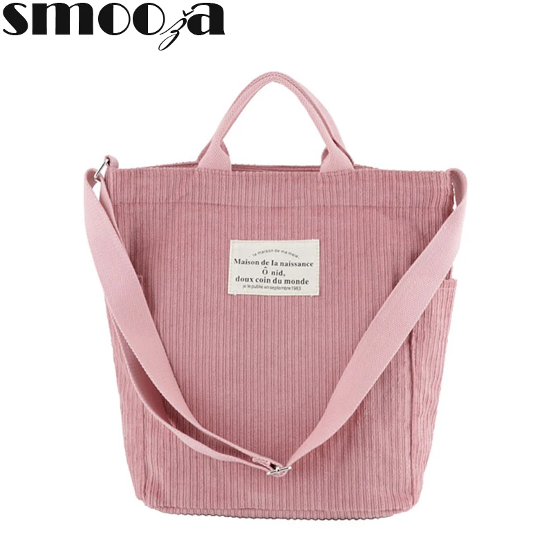 Женская Вельветовая сумка на плечо SMOOZA Большая вместительная тканевая