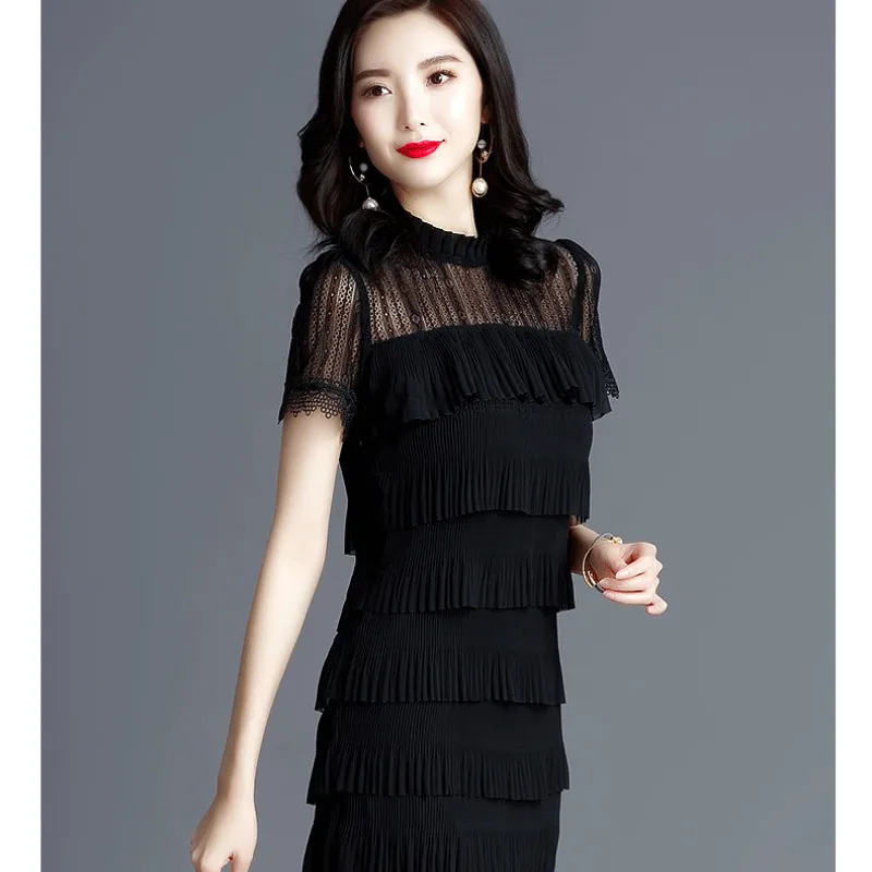 2020 летнее сексуальное черное кружевное платье корейское винтажное элегантное