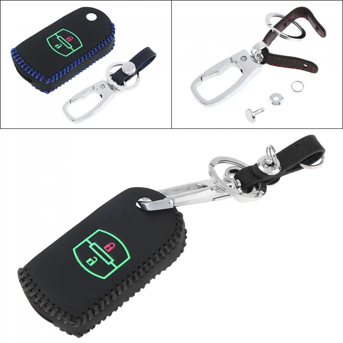 2 кнопки кожаный мягкий светящийся в темноте ключи крышка Чехол протектор с