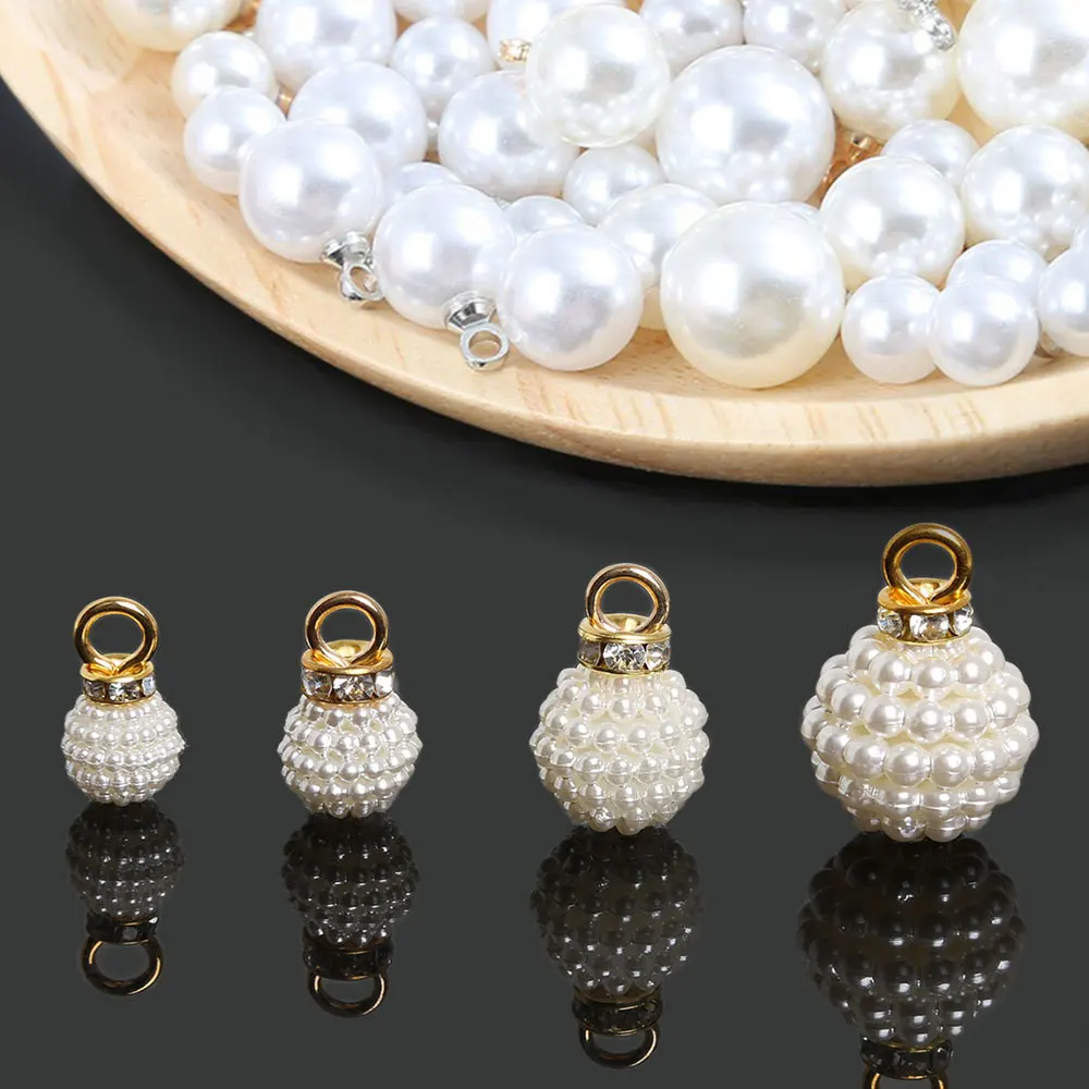 

20pcs Imitation Pearl Charm Crown Rhinestone Pendant Crimp End Bead Fit Jewelry DIY Earring Bracelet Making Findings Accessories