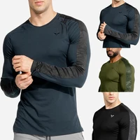 high collar compression shirts men bodybuilding sportswear t shirt long sleeve top gyms t shirt men fitness tight rashgard