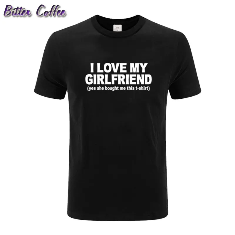 I LOVE MY GIRLFRIEND с принтом в виде букв для Для мужчин футболка Повседневное смешные
