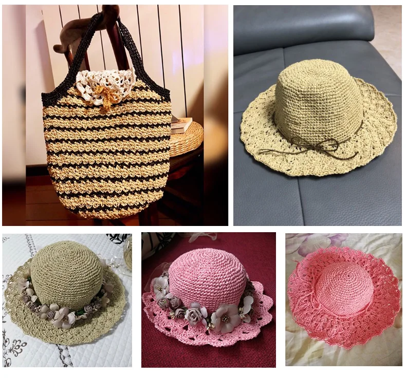 

1 Roll Raffia Straw Rope Thread Crochet Yarn For DIY Knitting Summer Straw Hat Material Hand Knitting Yarn