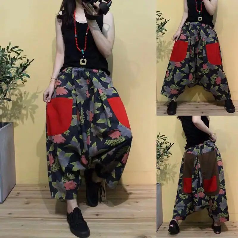 Женские шаровары свободные джинсы в стиле хип хоп большие размеры|Брюки| |