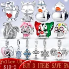 Новинка 2021 г., подвески Plata de ley с черепом и синим и белым цирконом, подходят к оригинальному браслету Pandora для женщин, украшения сделай сам