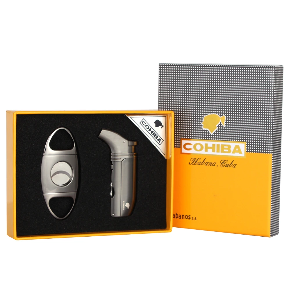 COHIBA Аксессуары Для Сигар Зажигалка резак набор прикуривателя гильотина острый