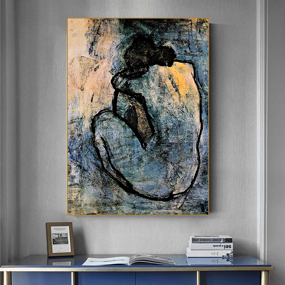 

Famous Painting Blue Nude By Pablo Picasso Canvas Painting Poster and Prints Wall Art Cuadros Picture for Living Room Home Decor