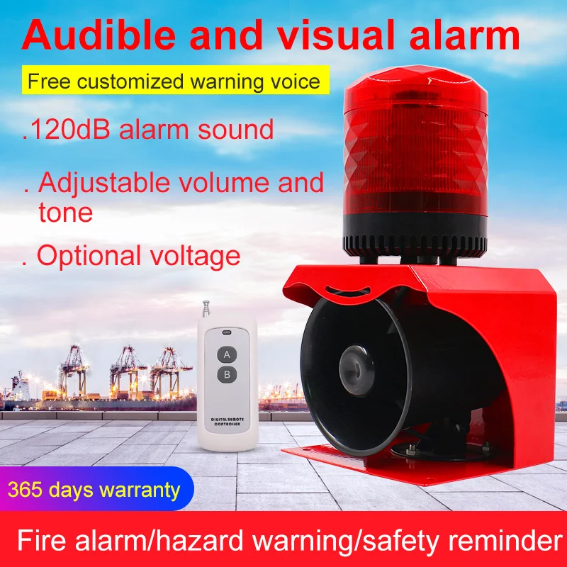 Светодиодная сигнальная лампа проводная громкая сирена 120 дБ звуковая