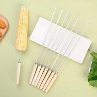 skewers for barbecue reusable grill stainless steel skewers shish kebab bbq camping flat forks gadgets bbq accessories grilling