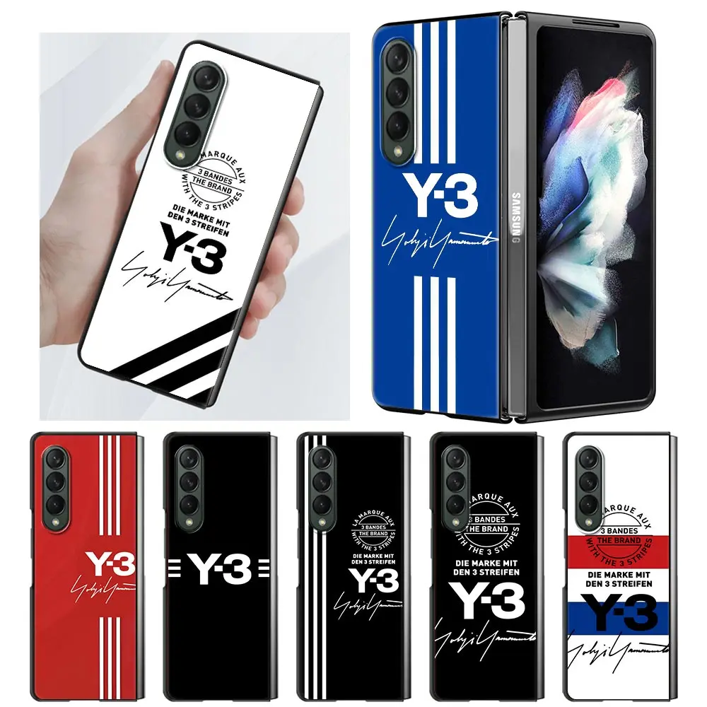 

Luxury Sports Brand Y3 for Samsung Galaxy Z Fold3 Case Flip Shockproof Hard Plastic PC Back Cover For Z Fold 3 5G Phone Case Bag