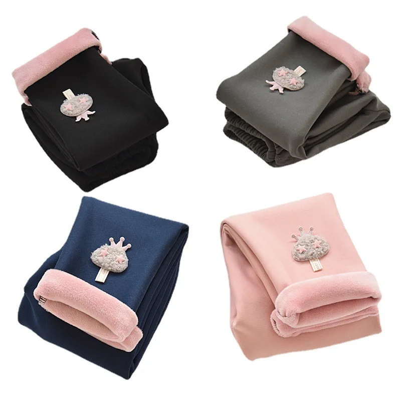 

Clothing for Girl Pants Autumn Winter Women Plus Velvet Keep Warm Leggings Kids Trouser Children Outdoor Casual Cotton Trousers