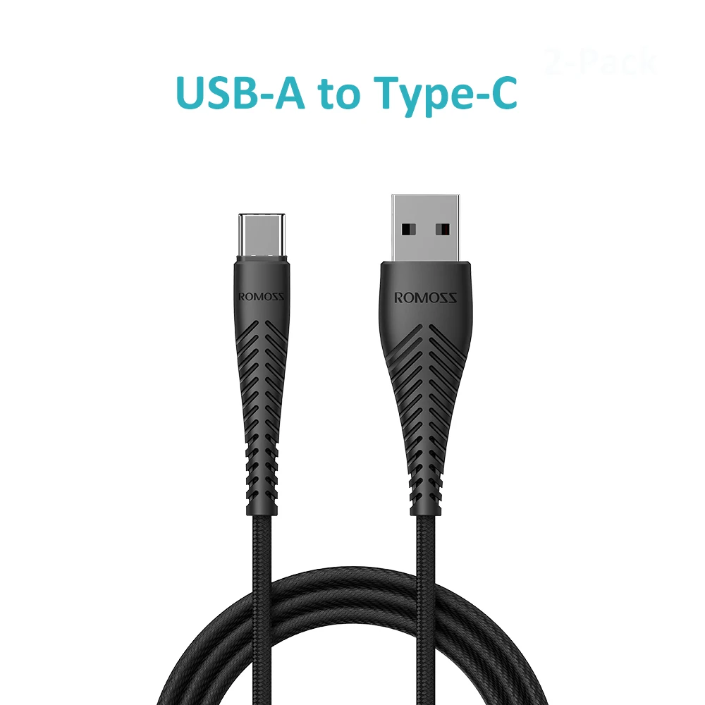 ROMOSS 2 шт./лот Кабель с разъемом usb-c Type-C кабель для быстрой зарядки 3 0 USB передачи