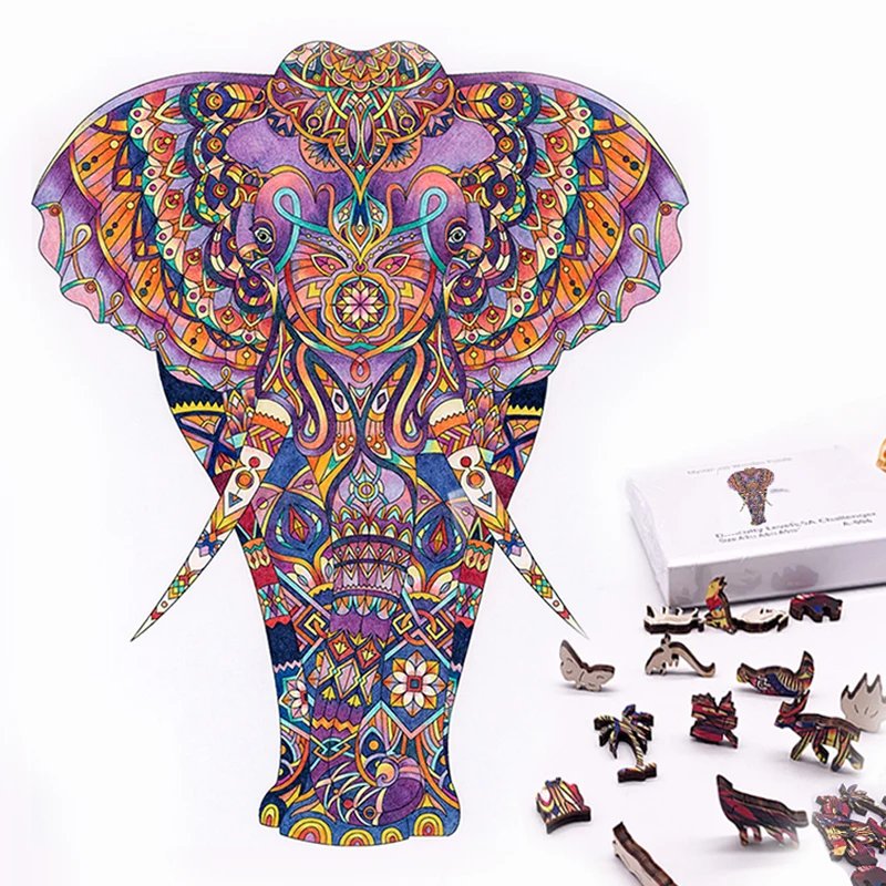 

Unique Wooden Puzzle animal Jigsaw Puzzles Mysterious Wolf Puzzles Gift For Adults Kids Educational Puzzle Diy Toy