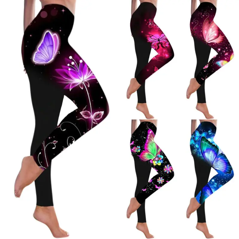 

Women Print High Waist Yoga Pants Leggings Fitness Sportwears Trousers Bottoms