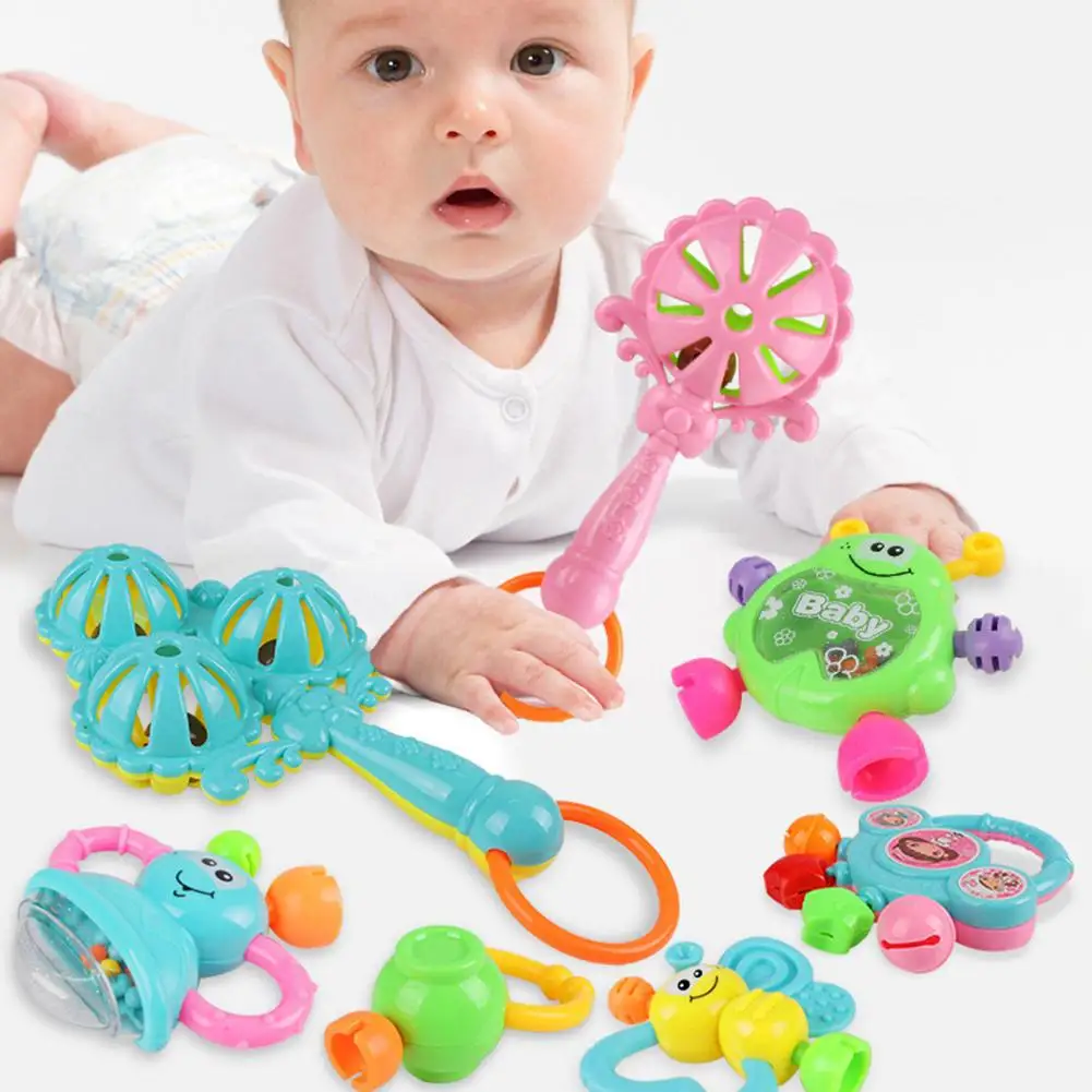 

7Pcs Cartoon Animal Newborn Baby Shake Hand Bell Musical Rattle Teething Toy