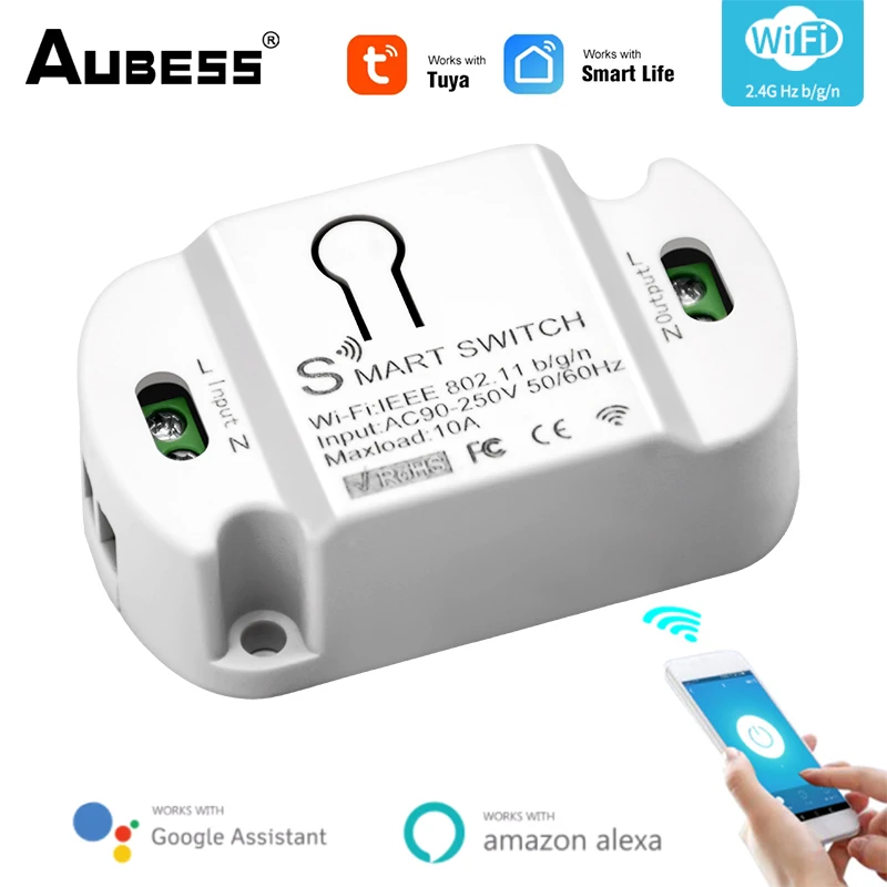 

AUBESS Universal Breaker Timer Smart Life APP Wireless Remote Control Works With Alexa Google Home DIY WiFi Smart Light Switch