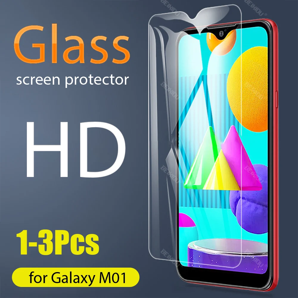 Закаленное стекло для Samsung M01 1 3 шт. Защитная пленка экрана Galaxy M01|Защитные стёкла и